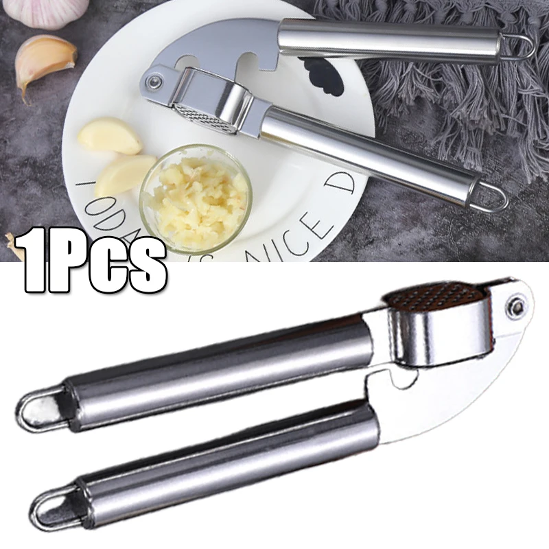 

1Pc Portable Stainless Steel Handle Hand Presser Crusher Metal Garlic Press Creative Ginger Crusher Kitchen Tools