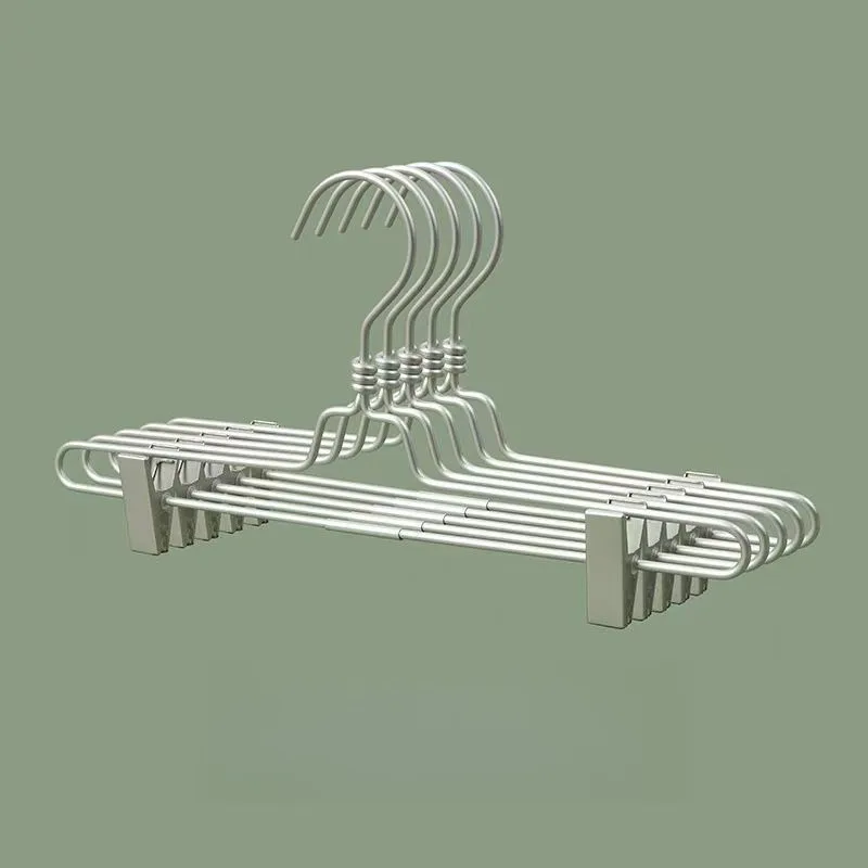 

5PCS Aluminum Alloy Children Pants Hanger Non-Slip Seamless Skirt Clip Light Luxury Space Aluminum Kids Trouser Hanger Home Use