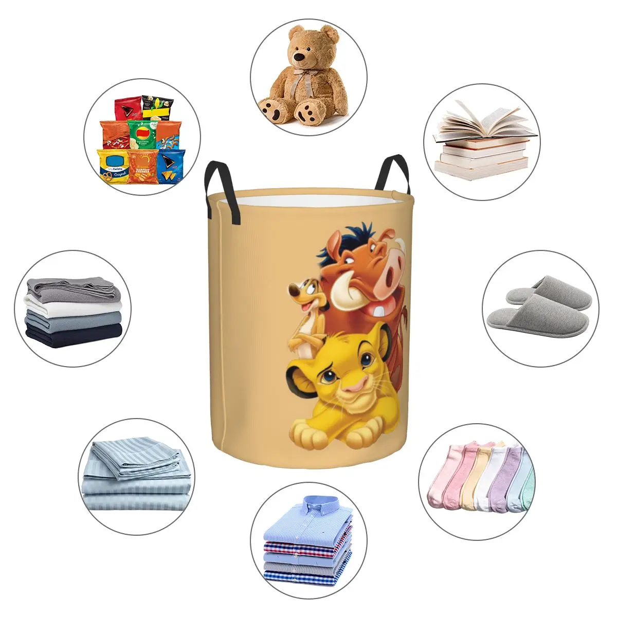 Customized Hakuna Matata The Lion King Laundry Basket Collapsible Large Clothing Storage Bin Simba Pumbaa Cartoon Baby Hamper