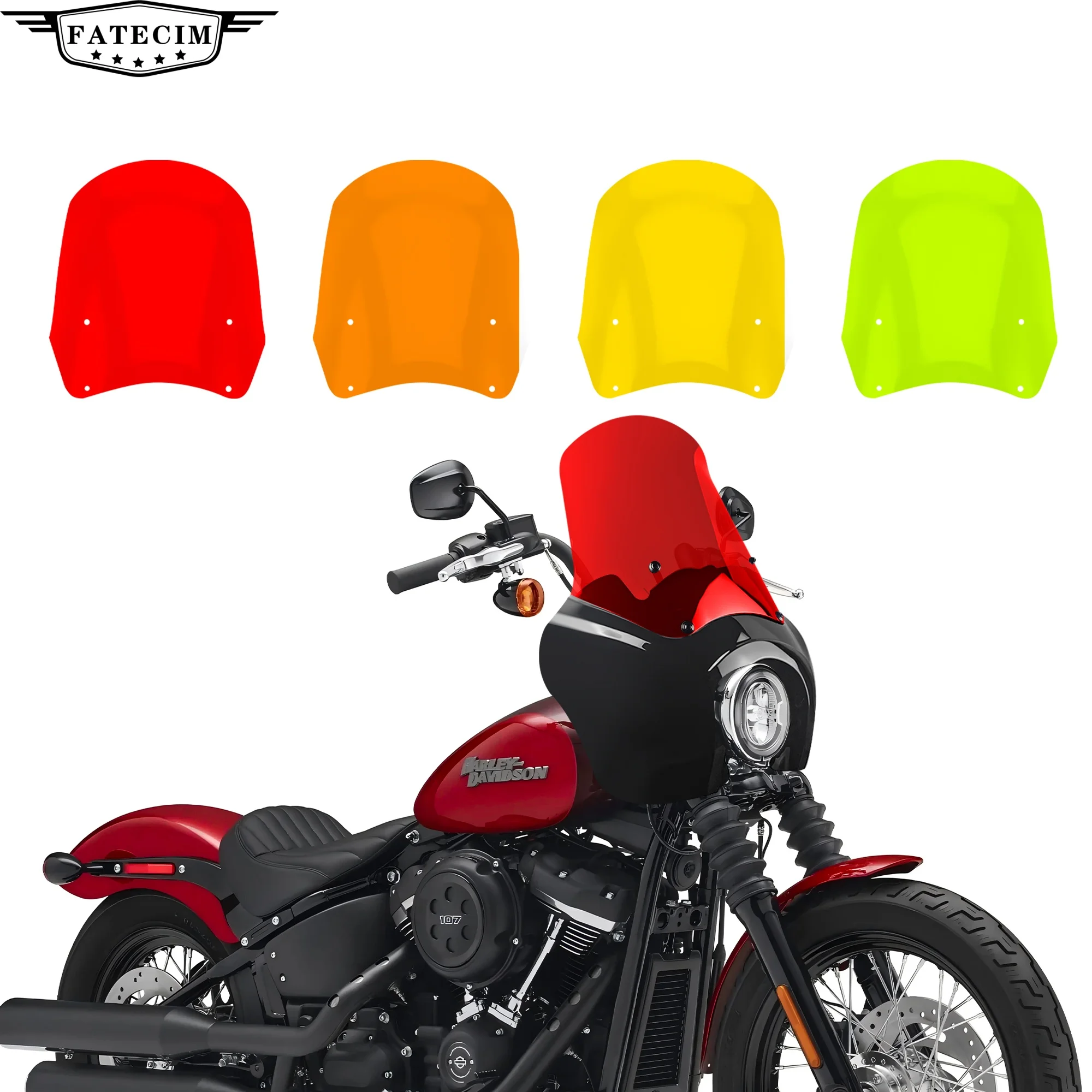 Bunte CBC Cali TSport Frontverkleidungs-Windschutzscheibe, bunte Motorrad-Windschutzscheibe für Harley Dyna Street Bob T-Sport FXR