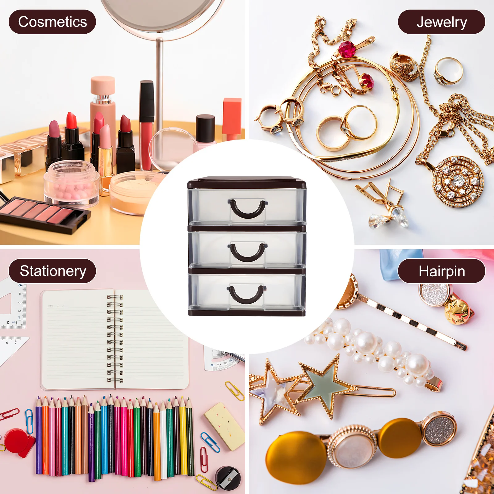 

Plastic Desktop Storage Box Translucent Organizer For Office Home Pencil Eraser Stationery Holder Clear Countertop Cabinet