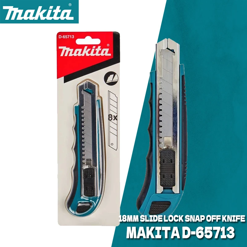 

Makita ‎D-6571318mm Slide Lock Snap Off Knife Total 8 Blades Retractable Extra Blades Comfortable Rubber Handle Knife