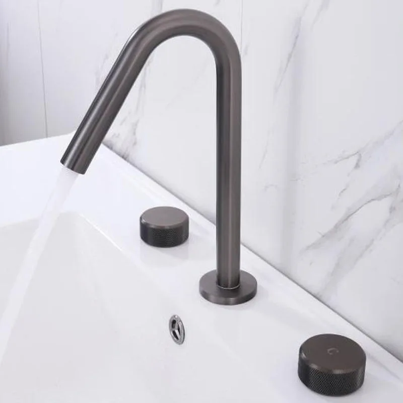 Brushed Gold/Gun Gray Bathroom Basin Faucet Brass Separate Double Handle Three-Hole Basin Faucet Black/Chrome tap Widespread