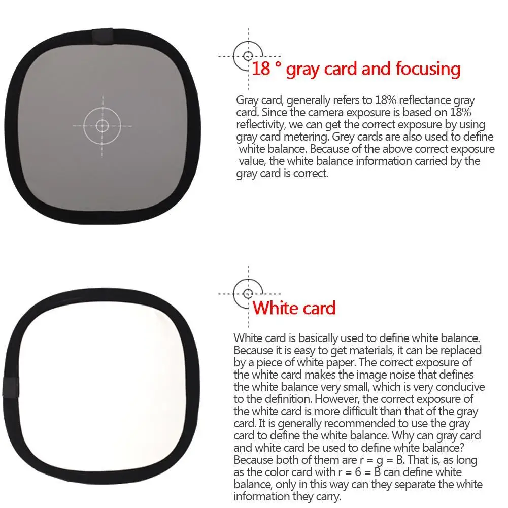 NEW High-end 2in1 Grey White Balance Card 12'' 30CM 18% White Balance Card Photography Gray Board Focusing Plate PU Washable