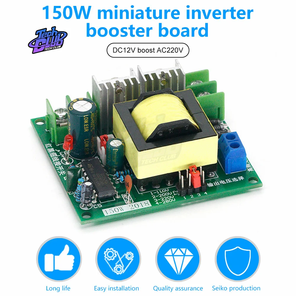 150W DC-AC Converter Booster Module 12V to 110V 200V 220V 280V 150W Inverter Boost Board Transformer Power Supply Accessories