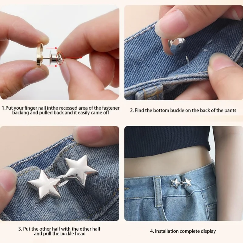 1 Stück Verstellbare Taillenschnalle Jeansknöpfe Abnehmbare Metallknöpfe Taillenverengung Kleidungszubehör Kein Nähen Erforderlich – Detail 5