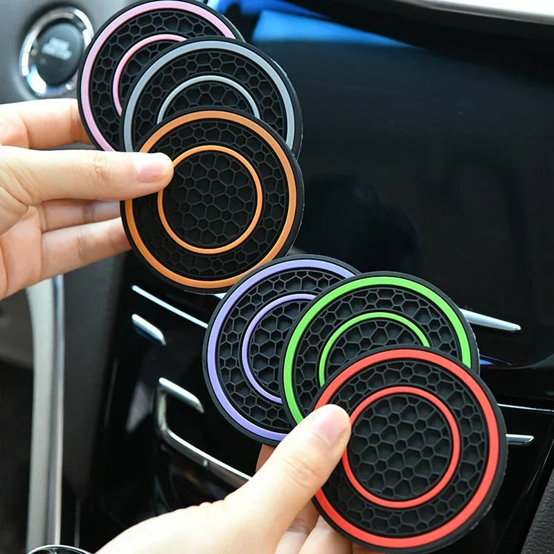 2pcs Double Circle Universal Car Cup Holder Coasters - Non-Slip and Anti-dust Insert Auto Car Cup Mat Car Interior Accessories - Image 3
