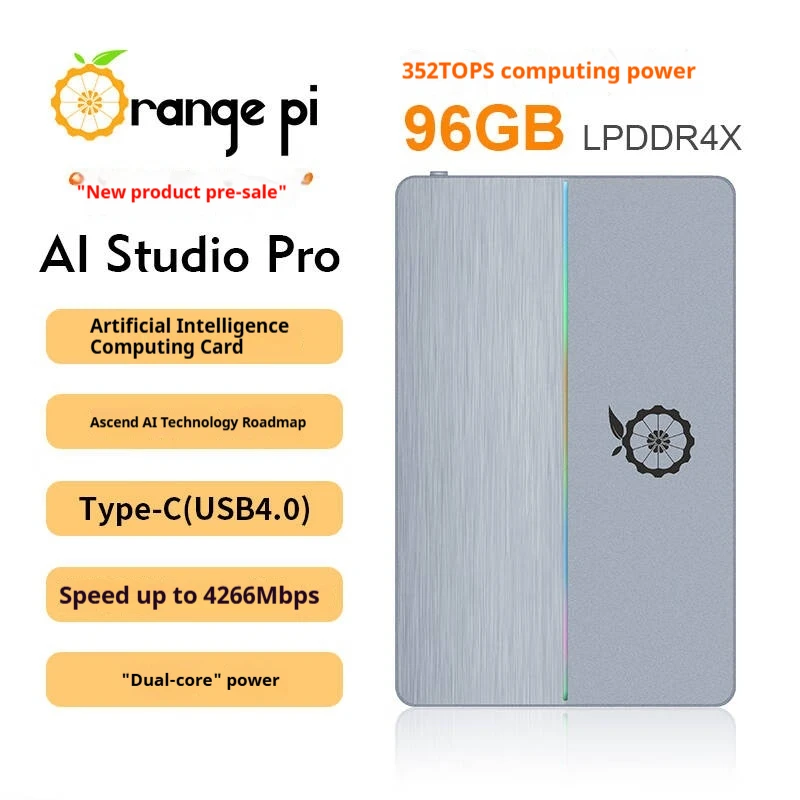Orange Pi AI Studio Pro بطاقة الحساب Ascend Deve Board 352 TOPS Power OCR التعرف على بطاقة الحوسبة الذكية
