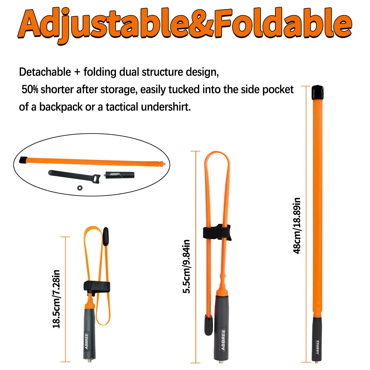 ABBREE CS Tactical Antenna SMA-Female 144/430Mhz VHF UHF Dual Band Foldable For Baofeng UV-5R UV-21 QuanSheng K5 Ham Radio