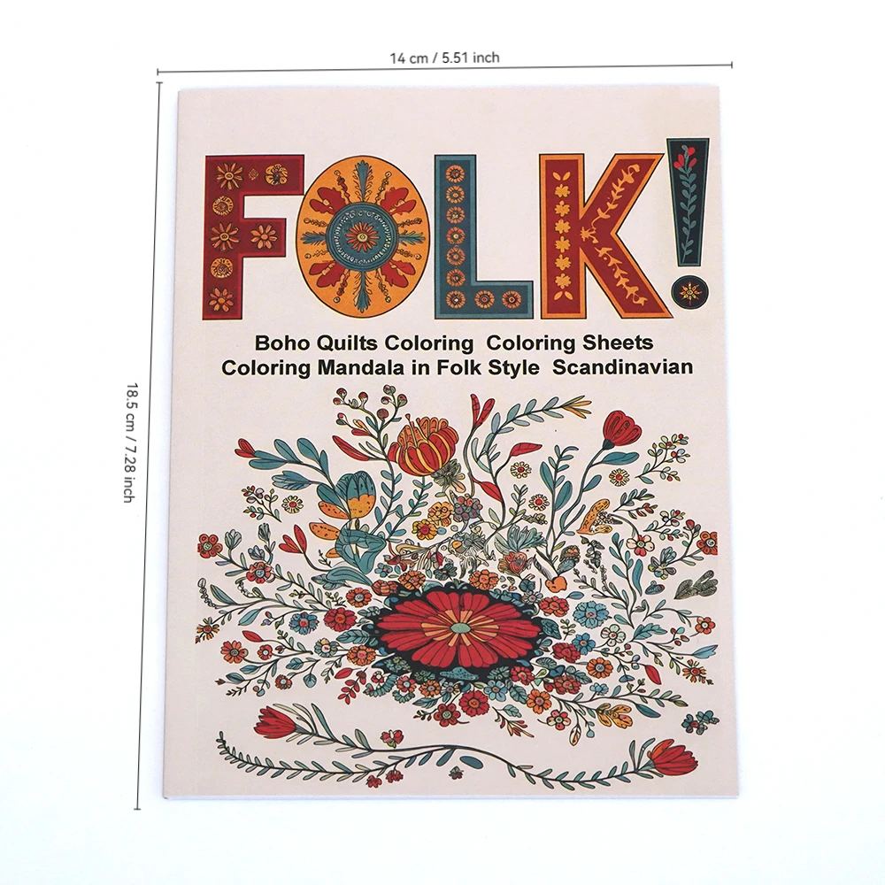 Folk Florals Coloring Book for Adults Boho Quilts and Patterns Relaxing Stress Relief Art Therapy with Intricate Designs Mandala