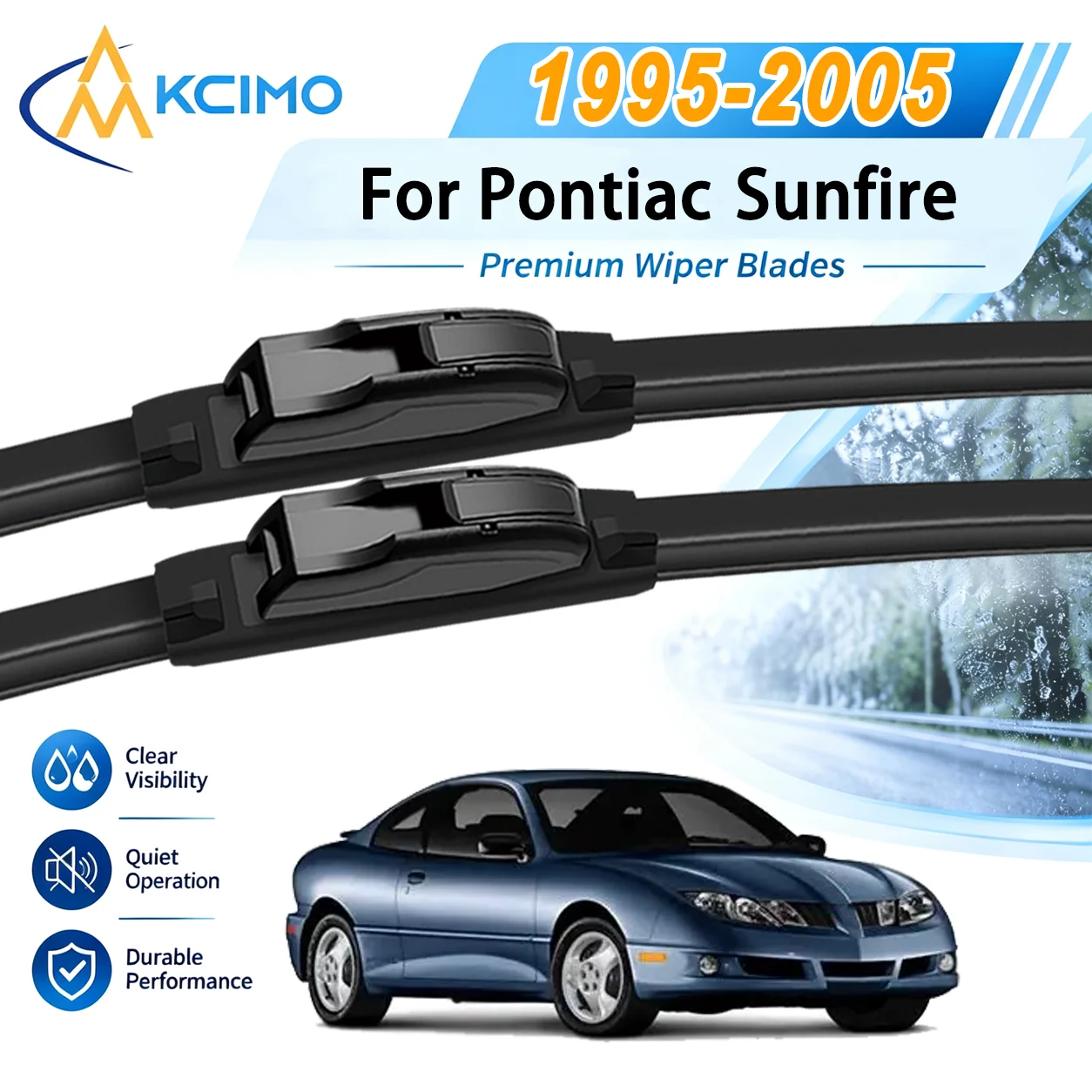 For Pontiac Sunfire 1995–2005 Auto Front Windshield Wipers High Steel Frame UV Resistant Silent Replacement Wiper Blades