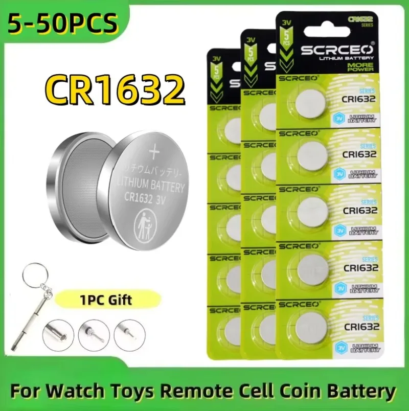 

5-50pcs 3V 120mAh CR1632 Coin Cells CR 1632 Batteries DL1632 BR1632 LM1632 ECR1632 Lithium Button Battery For Watch Remote Key