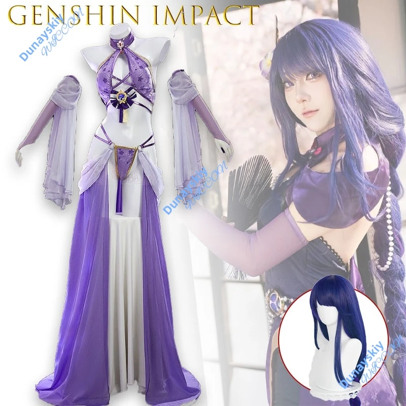 

Genshin Impact Raiden Shogun Dancer Dress Cosplay Costume Anime Game Roleplay Female Halloween Party Performance Wear Sexy Party