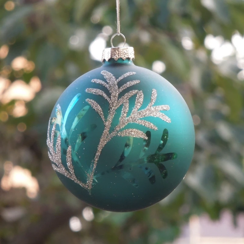 

Free Shipping 8pcs/pack Diameter=8cm Blue Series Hand Painting Glass Ball Christmas Day Hanging Pendant Globe Handmade Ornament