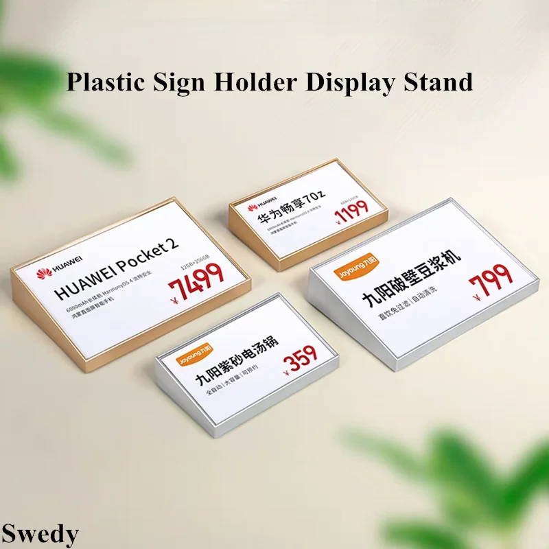 

90x54mm Slant Back Plastic Acrylic Menu Sign Holder Display Stand Table Number Place Card Holder Menu Holder Price Label Tags