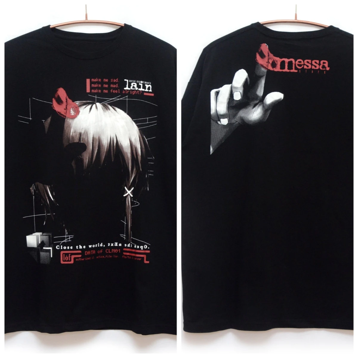 Anime Serial Experiment Lain Graphic Print Cotton T-shirt Japanese Manga Street Trend Clothing Men Women Harajuku Y2K Streetwear