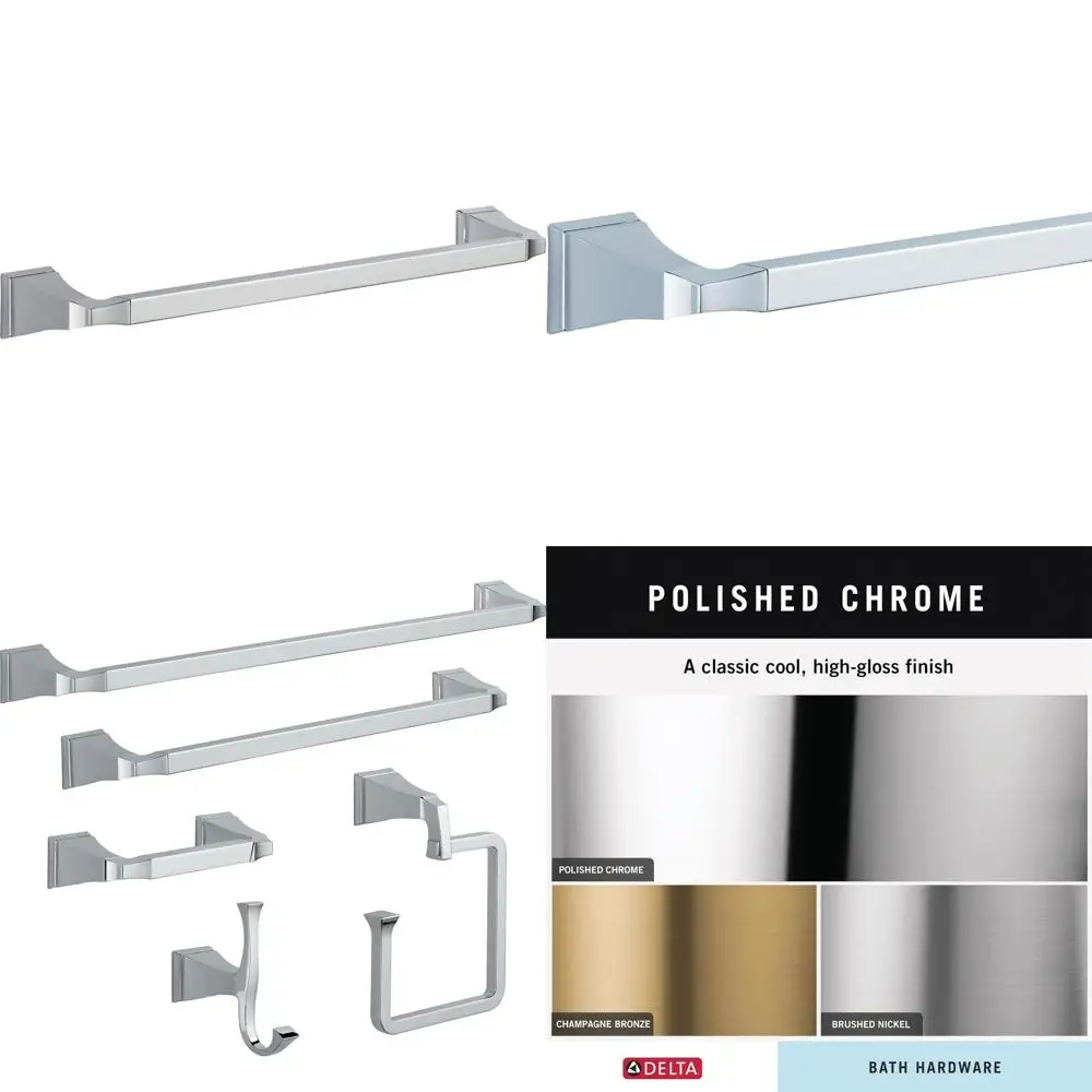 

18 Inch Towel Bar in Chrome Finish, Bathroom Accessory, Modern Design, Perfect for Home Decor, Enhanced Functionality