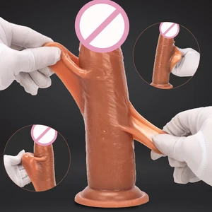 Skin Sliding Foreskin Testículos Dildo, Dildos Realistas para Mulheres, Plug Anal, Estimulação Vaginal, Big Penis, Adult Sex Toys 8 principais vendas pênis silicone 16cm - №8