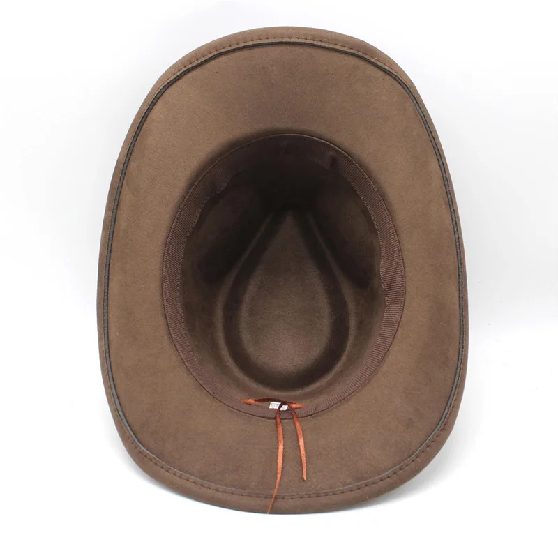 Combhasaki – chapeau de Cowboy en feutre pour femmes et hommes, unisexe, Vintage, rétro, doux, à large bord, Chamois, chapeau occidental avec ceinture pour fête