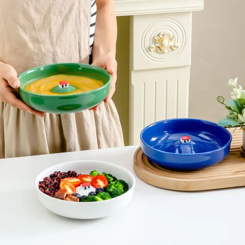 Creative Ceramic Plates Vegetable Household Ins High Value Deep Plates Deepened and Thickened High Sense Soup Plates Inte