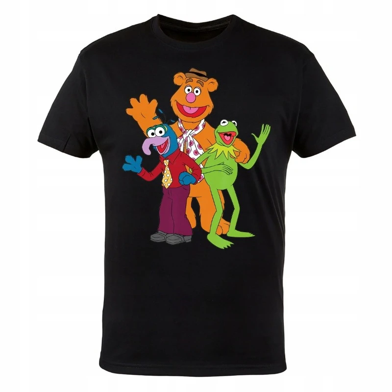 Sesame Street Womens Sesame Street MEN'S MUPPETS SHOW KERMIT GONZO PIGGY T-SHIRT Black Soft Stretchy Fabric