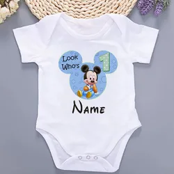 Personalized Custom Baby Name Look Who's 1st Birthday Baby Boy Bodysuit Mickey Mouse Infant Boy Birthday Party Clothes