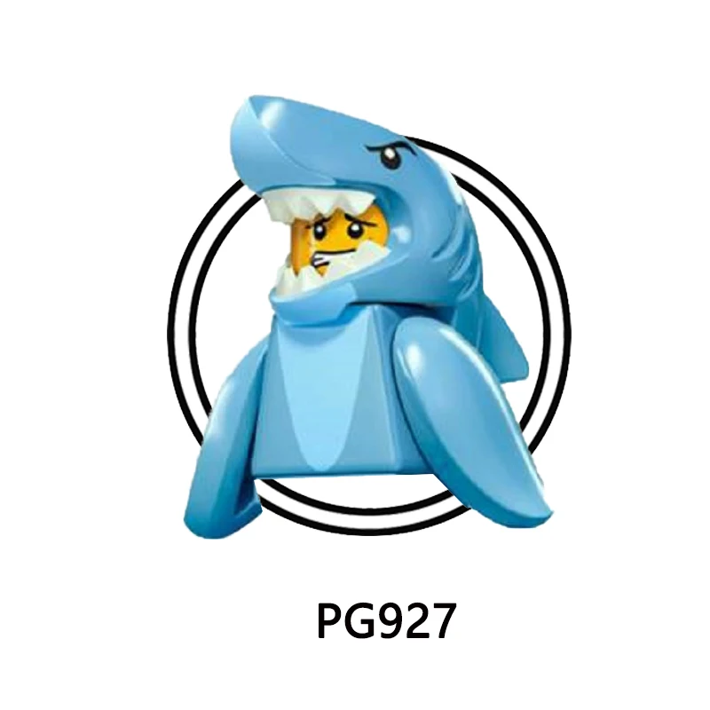 PG927 - PG930 كارتون أنيمي شخصية القرش الخريجين اللبنات الطوب أرقام ألعاب أطفال