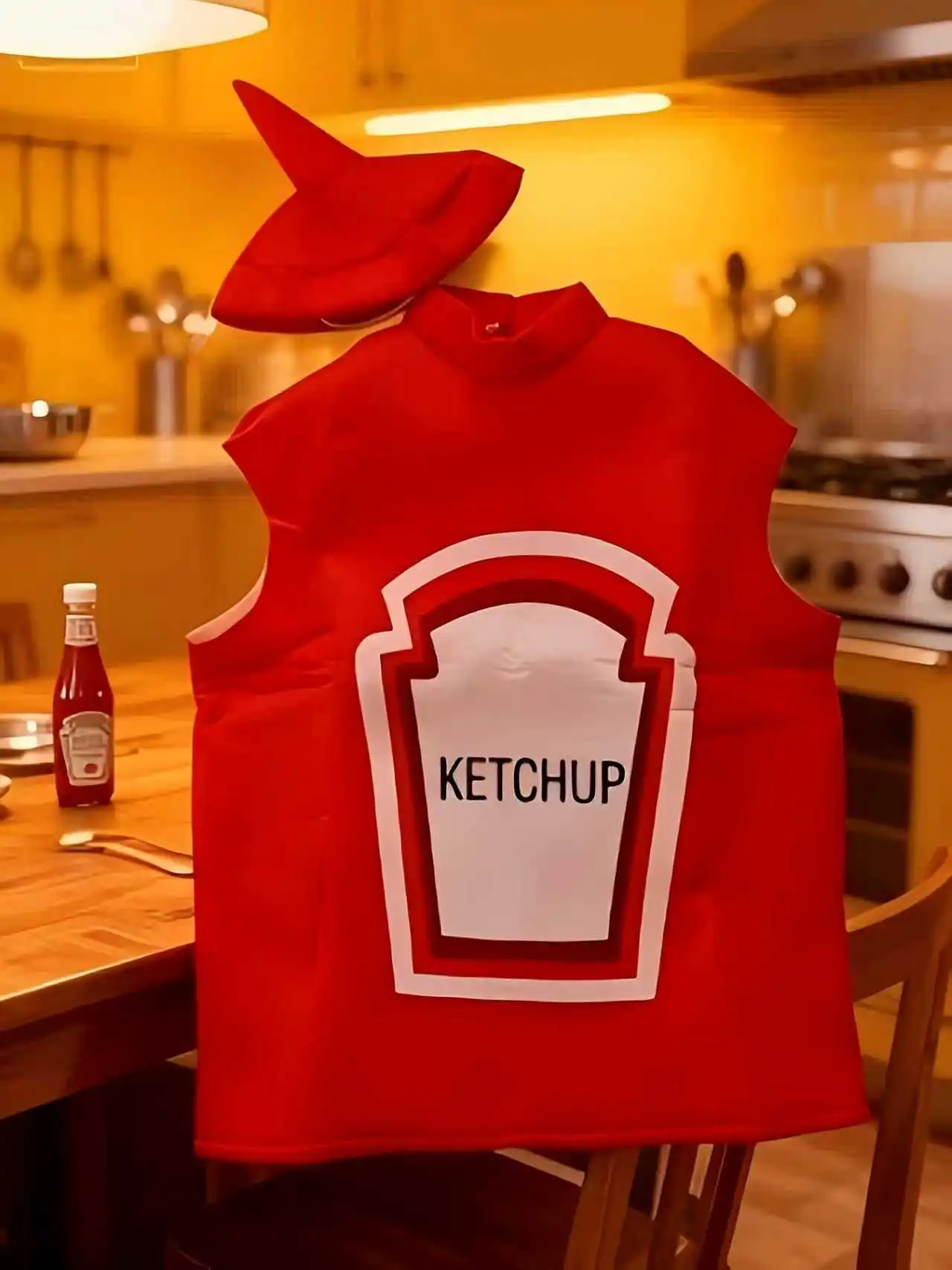 

Boys' Ketchup Jumpsuit + Red Hat Boys' Halloween and Various Carnival Festival Party Costumes Masquerade Costumes Performance Outfits