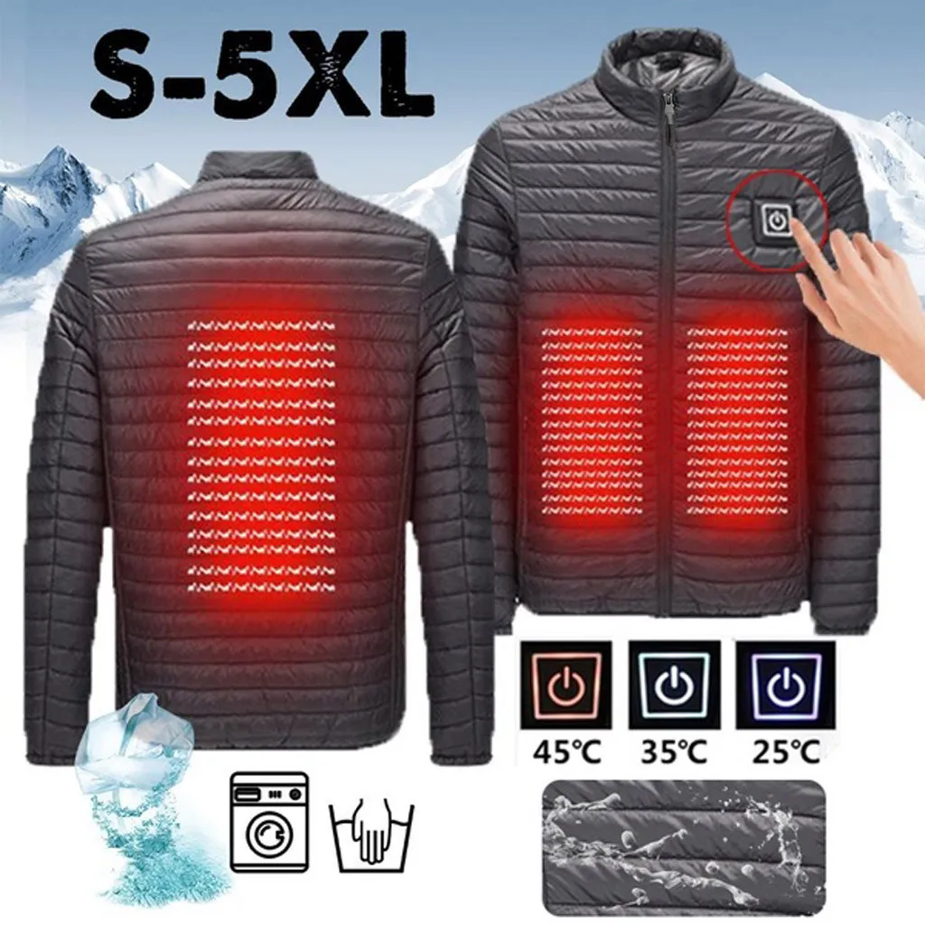 Elektrische Bauch Smart Baumwolle Daunen warmen Rücken USB Winter jacke Herren Heizung Herren mäntel Jacken Kapuze Utility Jacke