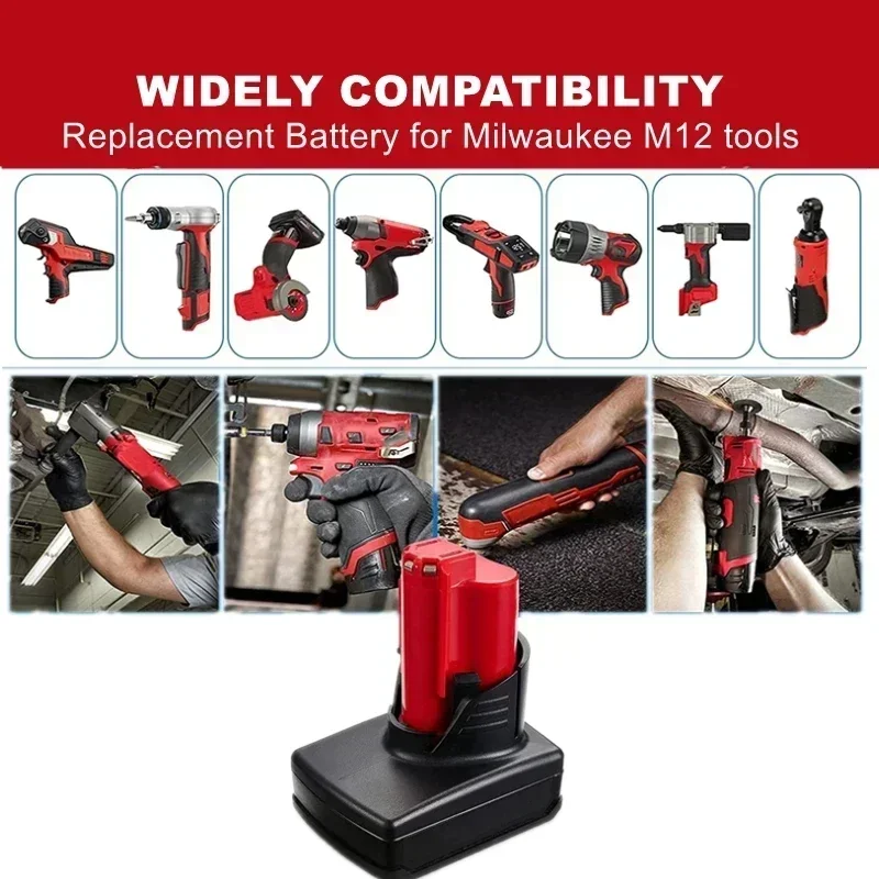 Milwaukee 12V 9,8 Ah lithium-batterie, kompatibel mit Milwaukee 12V cordless power werkzeuge 48-11-2420 48-11-2440 48-11-2402