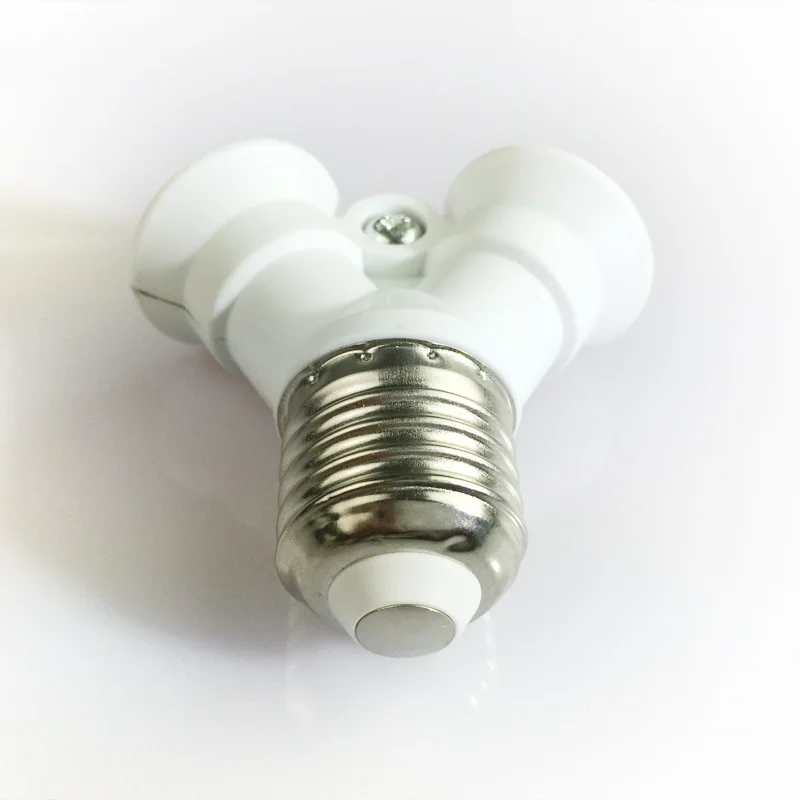 Universal E27 to 2E14 Screw Lamp Base Socket PBT 2Way E14 Light Bulb Adaptor Extend Holder LED Lighting Converter White