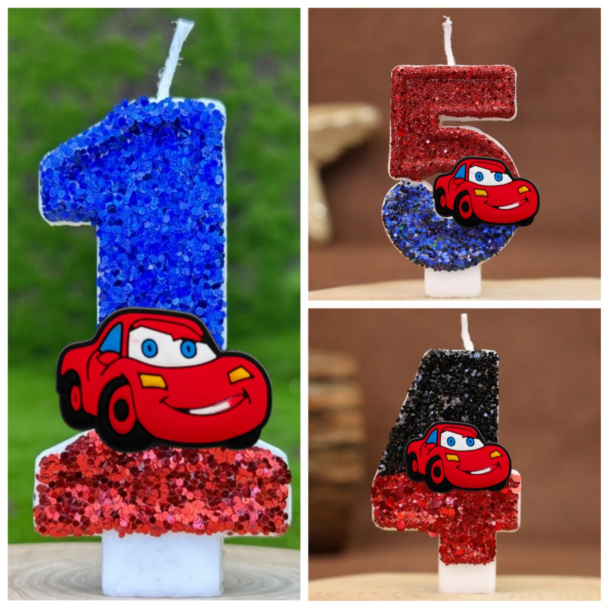 Velas digitales de dibujos animados para fiesta de coches de Disney, adorno para tarta de cumpleaños, carreras de coches, suministros de decoración para pastel de cumpleaños para niños