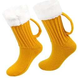 Optics-Chaussettes mi-tube chope de bière pour hommes et femmes, couvre-pied souple, chaud, automne, hiver, EU 36-42