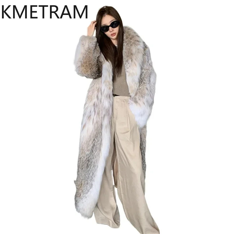 Natural Lynx Fur Jacket Luxury Long Fur Coat Women High Quality Jackets for Winter Fashion Womans Clothing шуба женская 2024