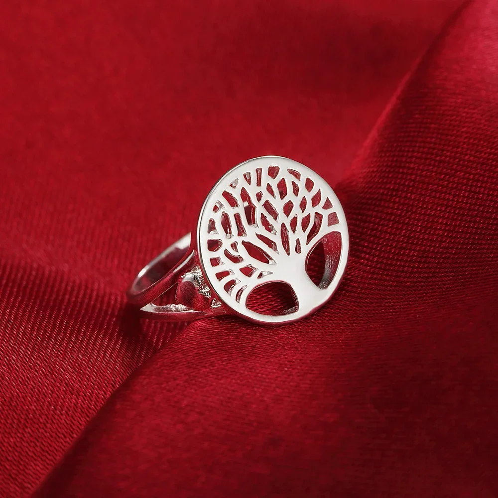 Andara 925 Sterling Silver Ring Tree of Life Rings For Women Wedding Party Glamour Jewelry Gifts R892