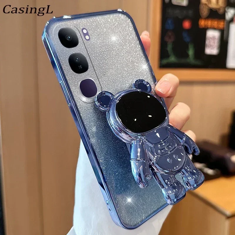 For vivo V40 Lite 4g/5G Pro V40 Case Magnetic Bracket Glitter Bling Silicone Cover Fundas For VIVO V40 pro V40 se 80W V40E Shell