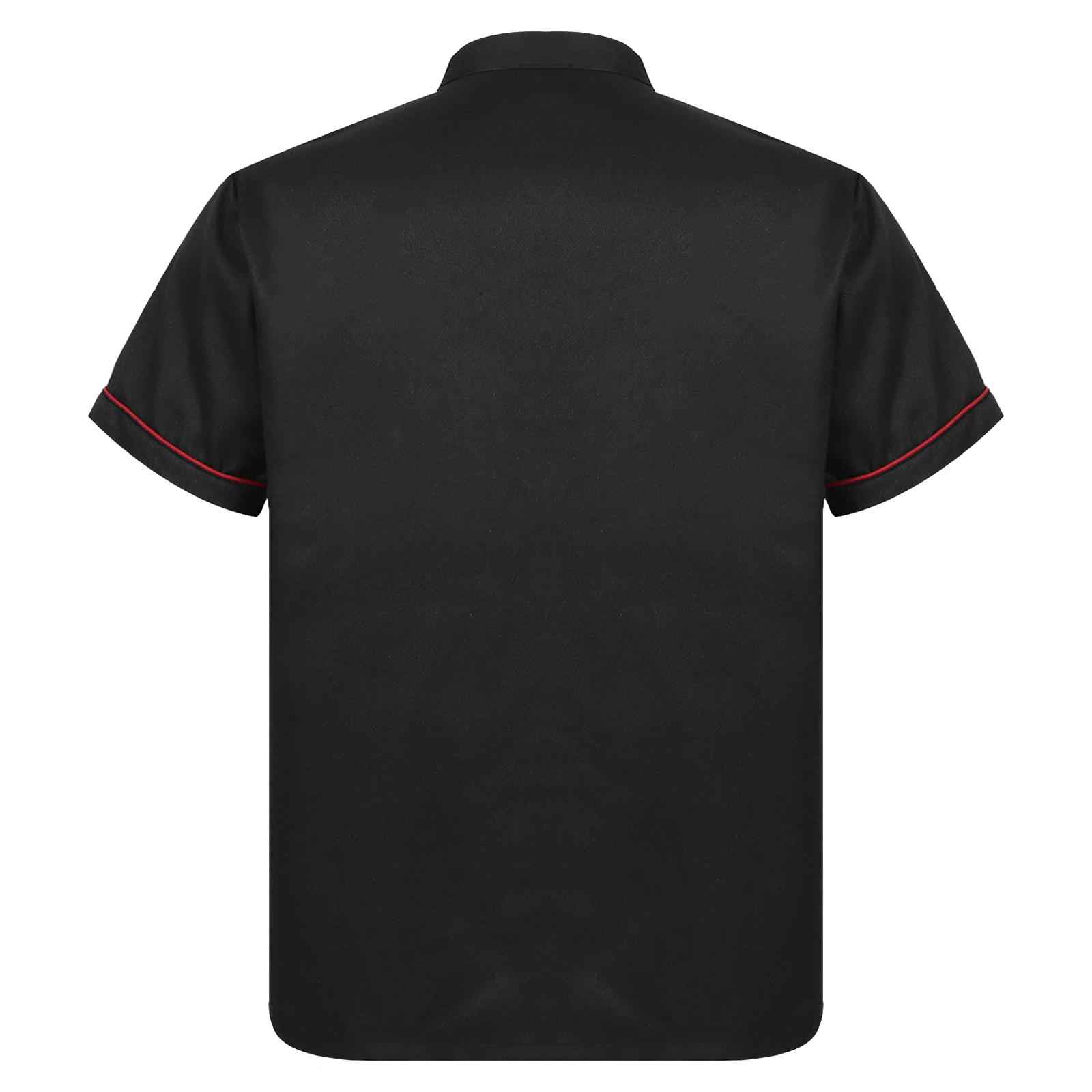 Herren Chef Shirt Uniform Mantel Jacke Kurzarm Restaurant Küche Bäckerei Stehkragen Taste Unten Kochen Tops mit Tasche