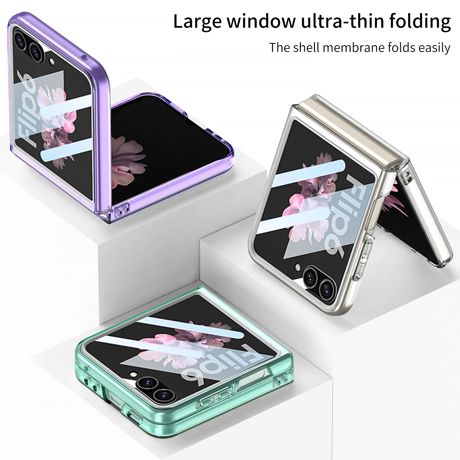 

For Samsung Galaxy Z Flip 6 Case Colorful Silicone Transparent Four Corner Shockproof with Mirror Film Protection Case Accessory