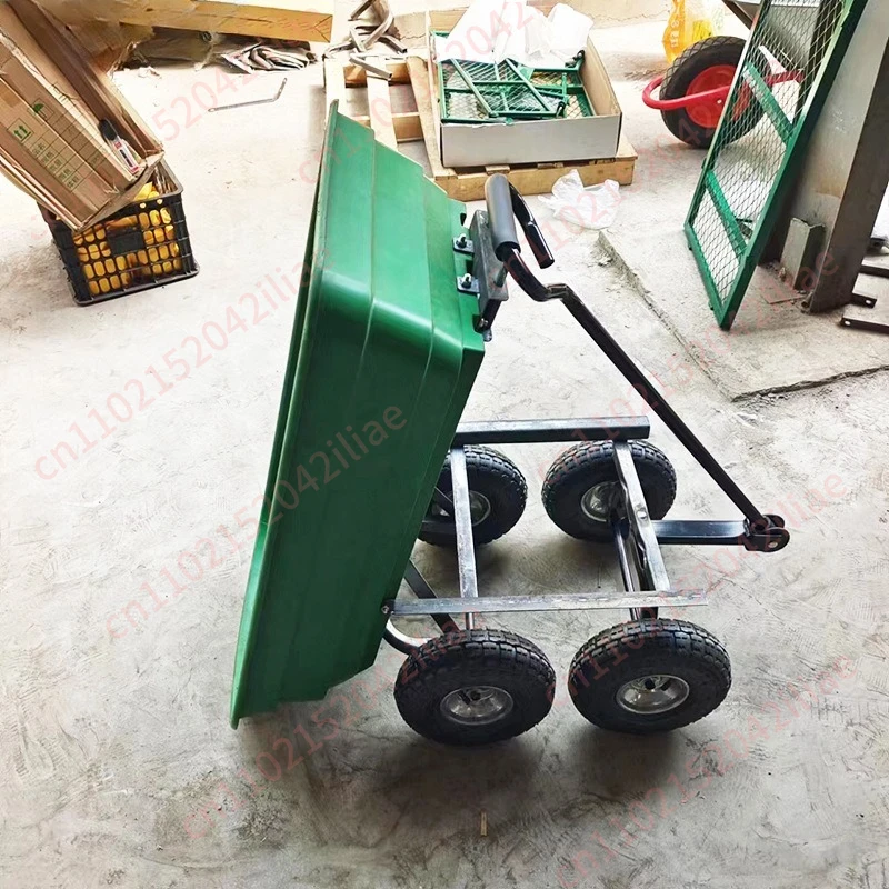 Household multi-functional garden tool cart four-wheel trailer trolley plastic dump truck