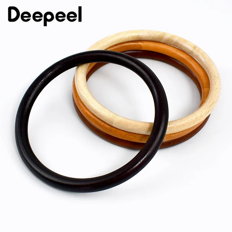 2Pcs Deepeel 11/14cm Solid Wood Handle Wooden Ring Oak Handbag Purse Frames Diy Handmade Bag Sewing Brackets Kiss Clasp Handles