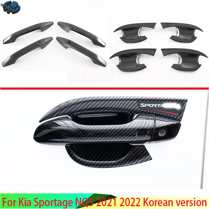 For Kia Sportage NQ5 2021 2022 Korean version Carbon Fiber Style Door Handle Bowl Cover Cup Cavity Trim