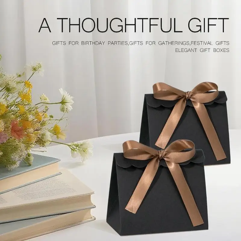 5 Stück, exquisite Schleifendekoration, kompakte, leichte Papierbeutel für Süßigkeiten, dekorative Aufbewahrungsbox für Geburtstagsfeiern, kleine Geschenke zum Ausdruck von Dankbarkeit. – Detail 4