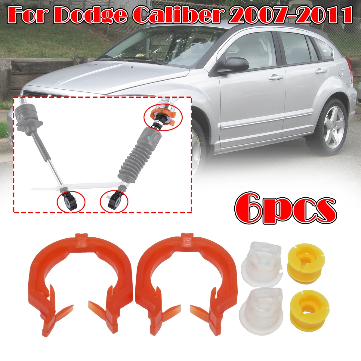 

6X For Dodge Caliber 2007-2011 Gear Shift Cable Bushing Gearbox Pull Head Lever Line Rubber Sleeve Transfer Case Retainer Clip