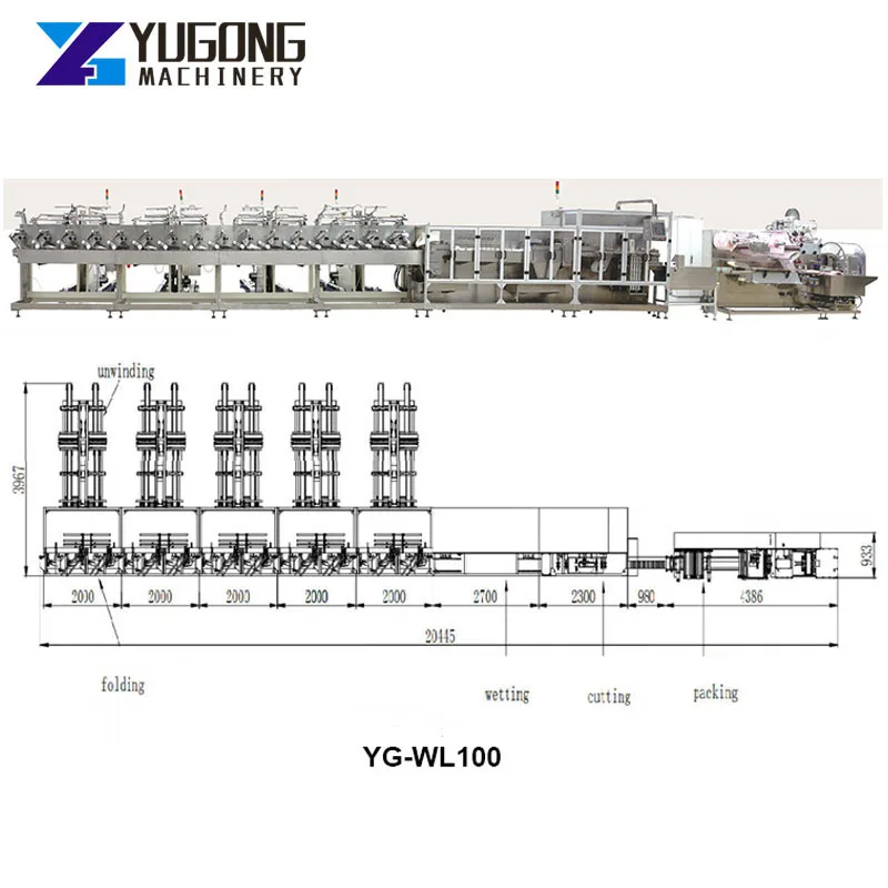 YUGONG Baby Wet Wipes Making Machinery Automatic Wet Wipes Packing Machine Nonwoven Wet Wipes Machinery Production Line