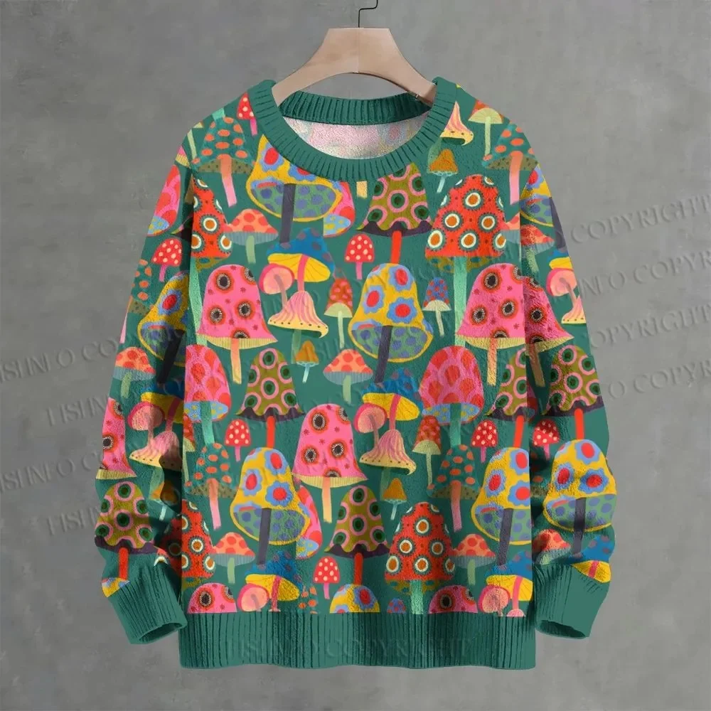 Men's Cyber Garden Crew Neck Sweater Print Knit Sweatshirt Women For Men Sweater