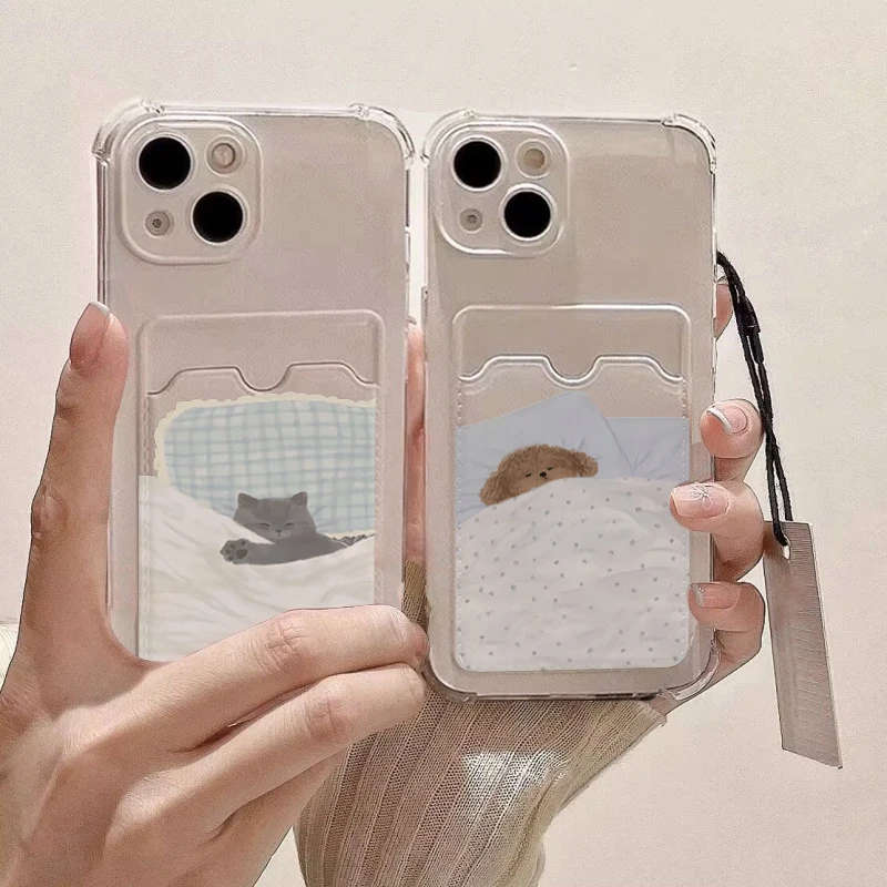 Hund Katze Paar Handyhülle für Redmi Note 14 13 Pro Plus 12S 12 11 10 Pro 12 13C 12C 10 Gehäuse Brieftasche Soft Clear Cover