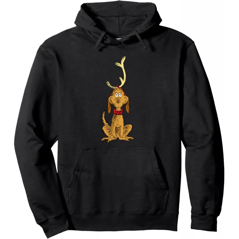 

Christmas Festival Theme Reindeer Hoodie Women's Black Versatile Sweatshirt