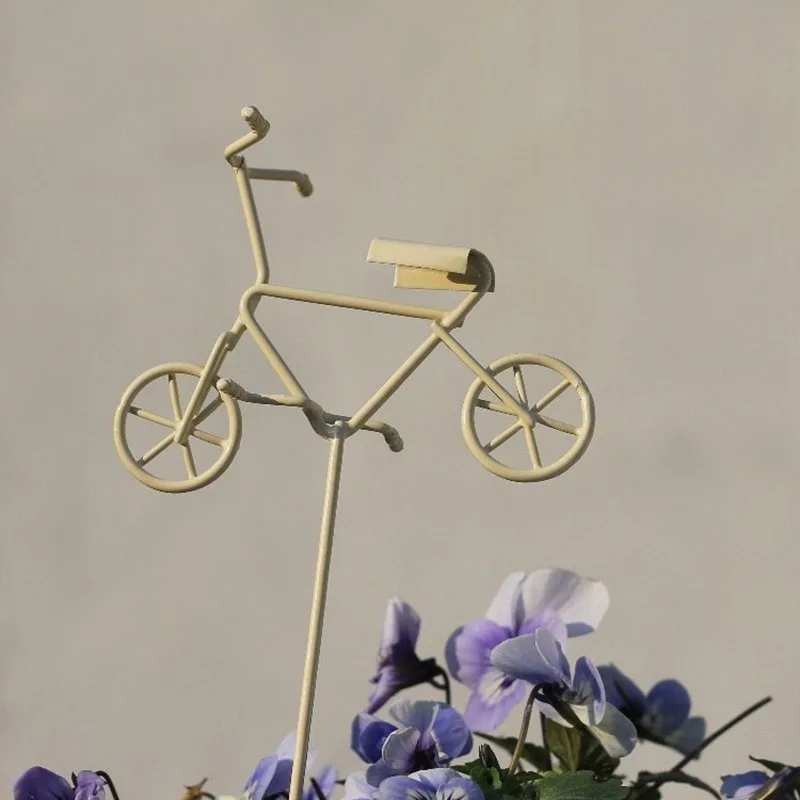 Retro Windmill Bike Metal Garden Plant Stake Decor