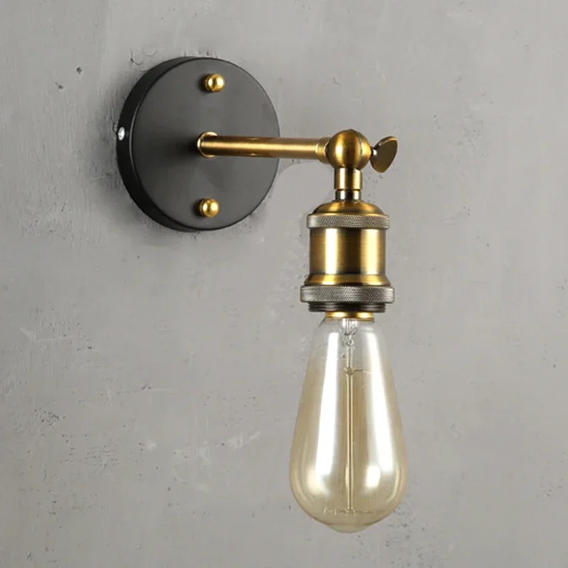 

American Single Head Wall Lamp, Industrial Style Retro Bedroom, Living Room, Study, Hallway, Staircase E27 Wall Lamp Light bulbs