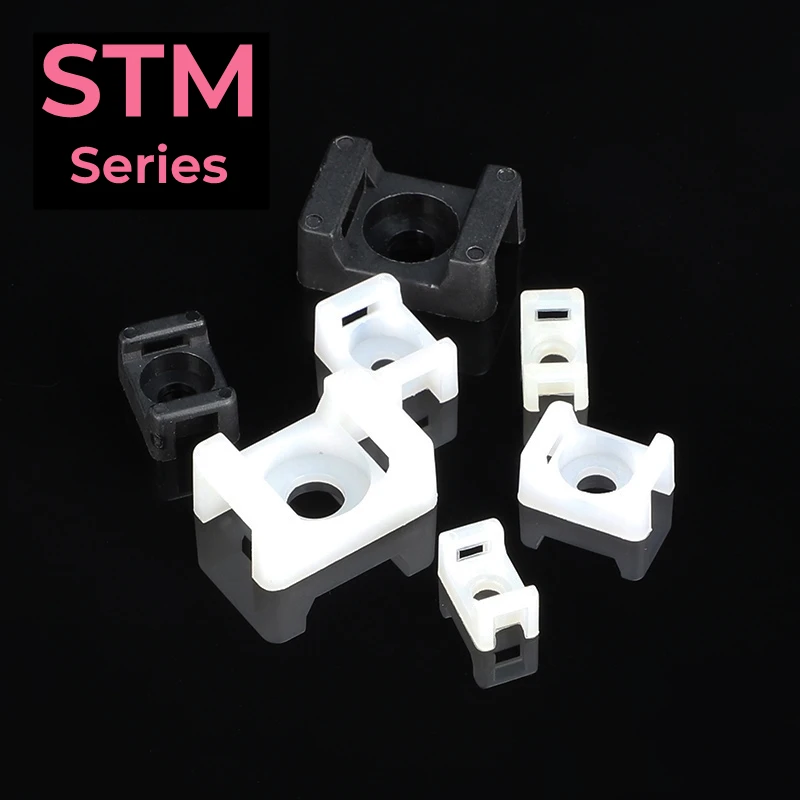 10PCS Black White Cable Tie Mounts Seat STM Plastic Insulation Fixed Seat Data Line Winder Wire Buddle Saddle Type Holder